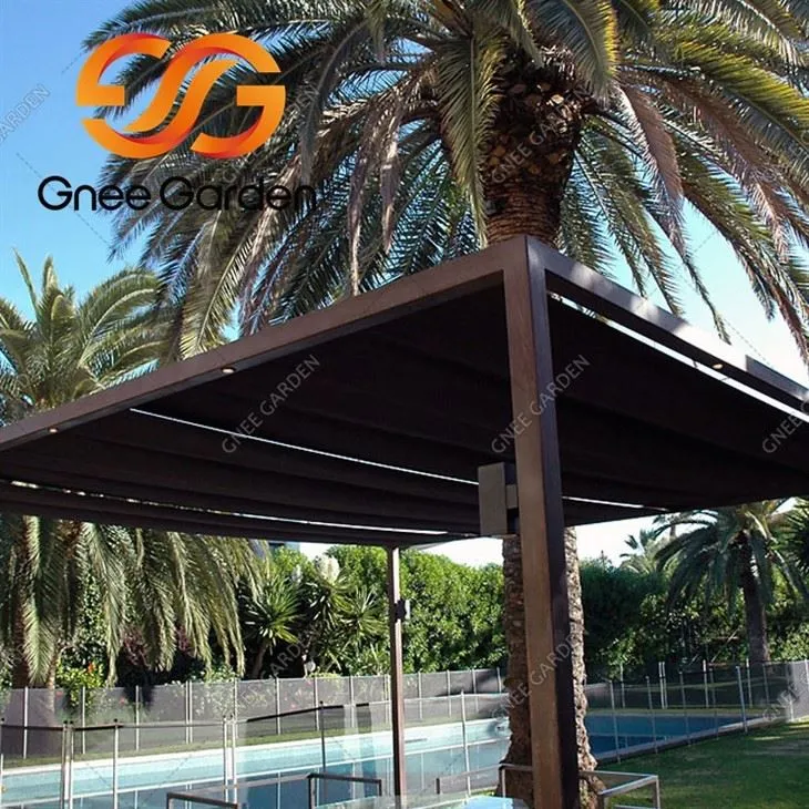 corten steel backyard pergola with roof