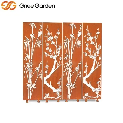 Exquisite Corten Bamboo-Designed Partition