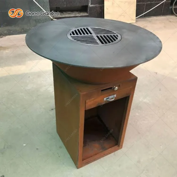 Corten Steel Outdoor Kitchen Barbecue Plancha Grill