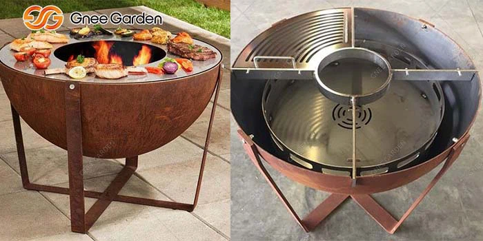 Corten Steel Outdoor Round Barbecue Corten Steel Outdoor Round Barbecue